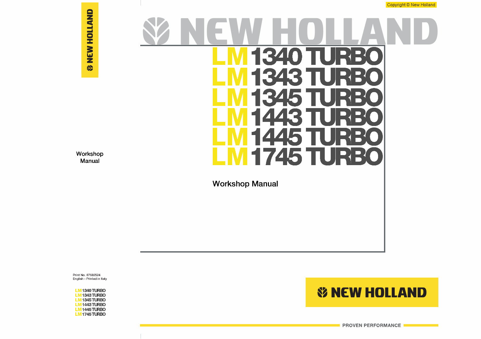 NEW HOLLand LM1340-LM1745 LOADALL Service Manual preview img 1