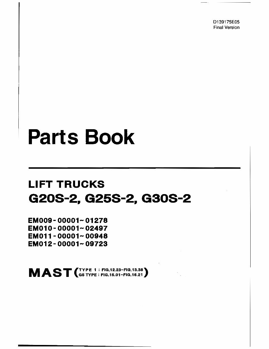 Daewoo Fork Lifts Parts Manual G20 G25 G30S preview img 1