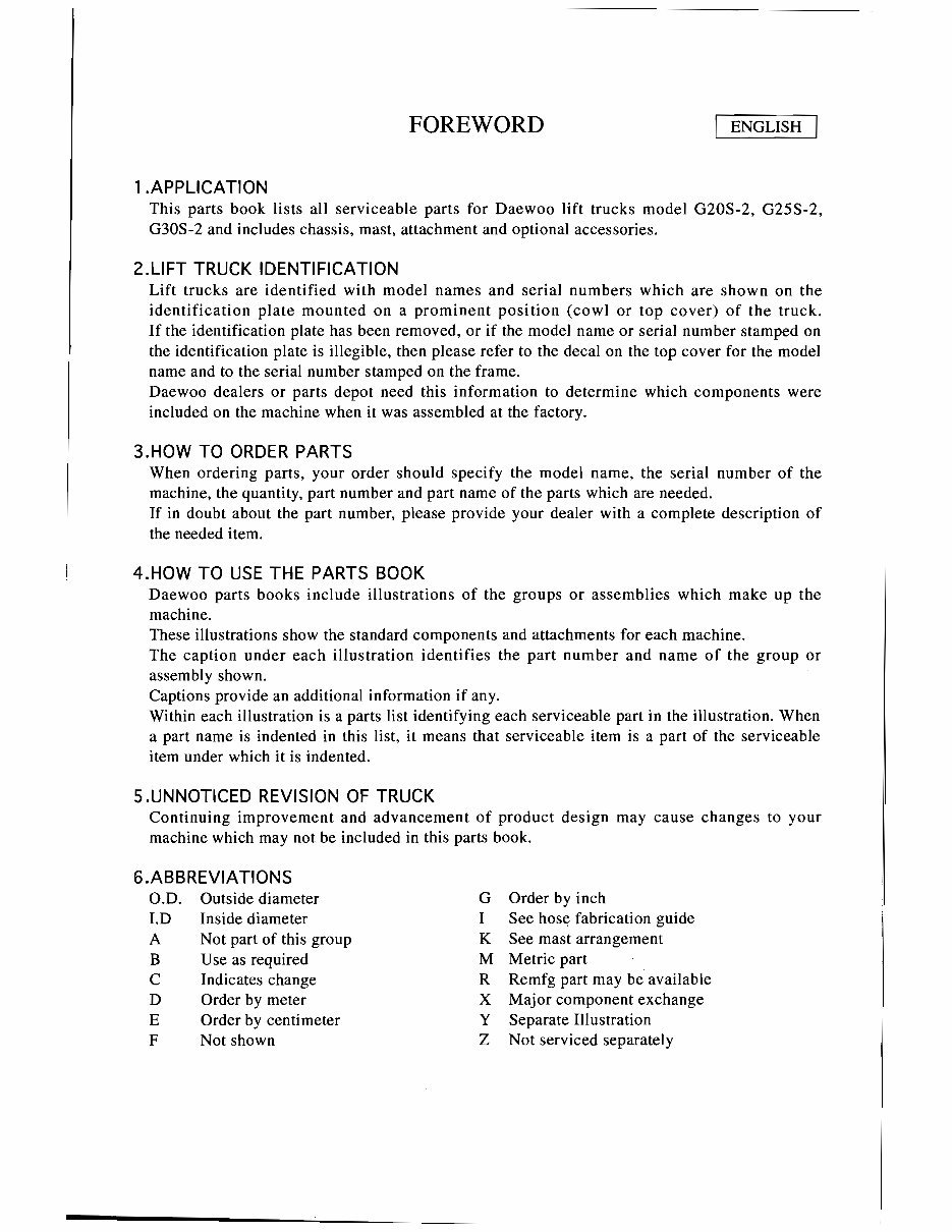 Daewoo Fork Lifts Parts Manual G20 G25 G30S preview img 3
