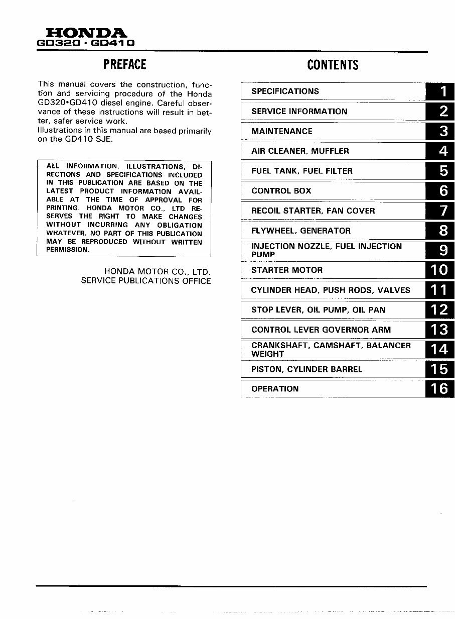 HONDA GD320 HORIZONTAL SHAFT Engine Repair Manual preview img 1