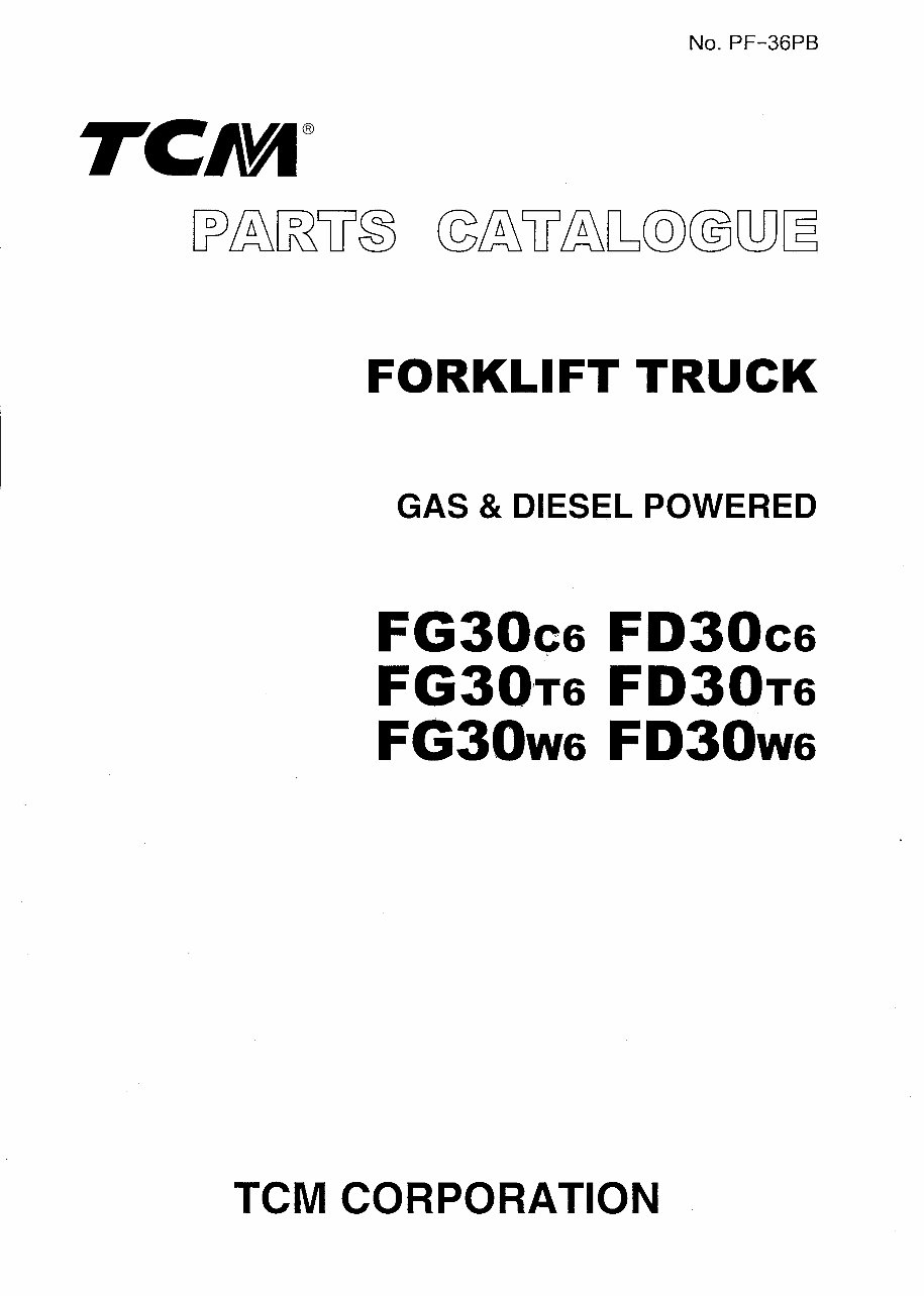 TCM Forklift FG FD Gas Diesel Parts Catalog Manual preview img 1