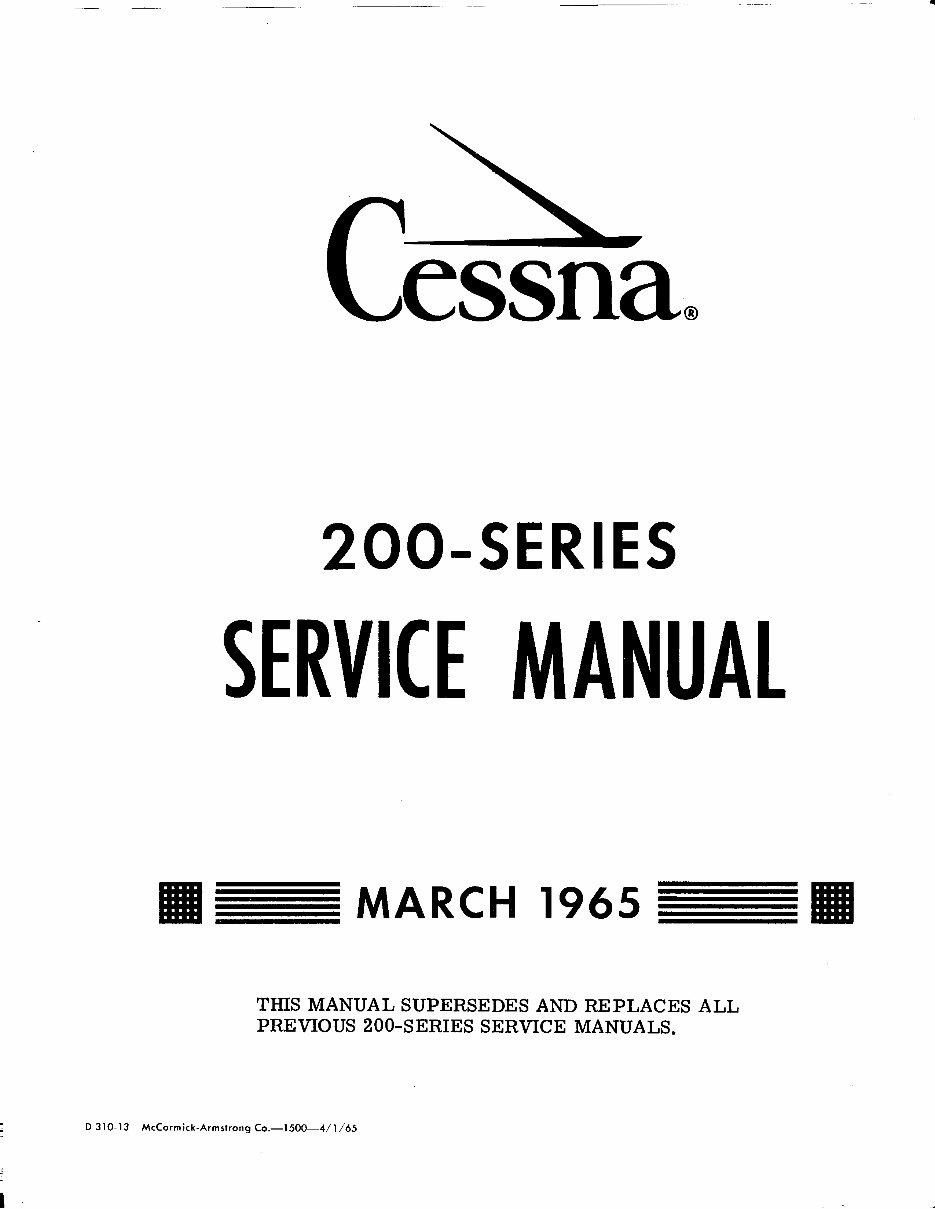 1960-1965 Cessna 200 Series 205 206 210 Service & Repair Manual preview img 1