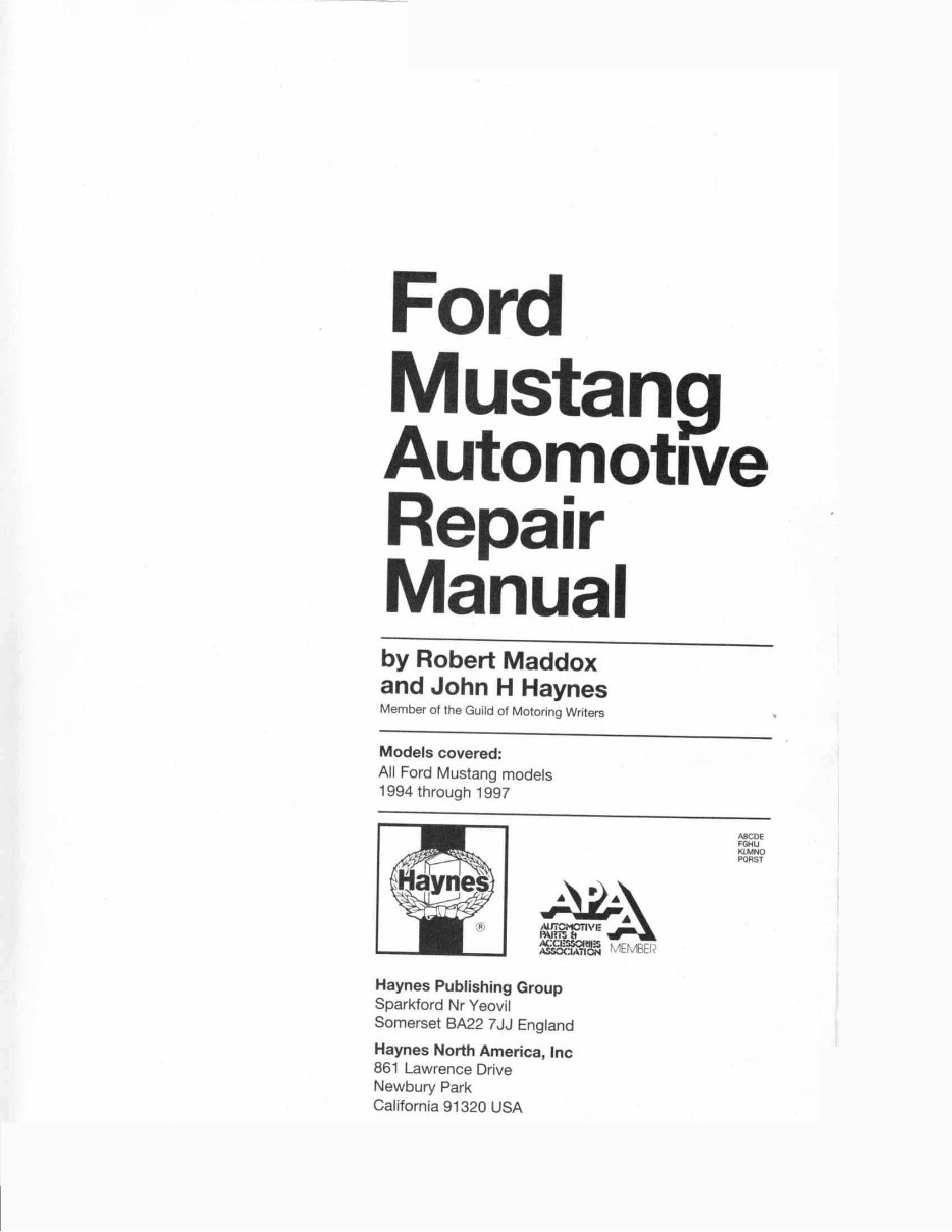 1994-1997 Ford Mustang Service & Repair Manual preview img 2