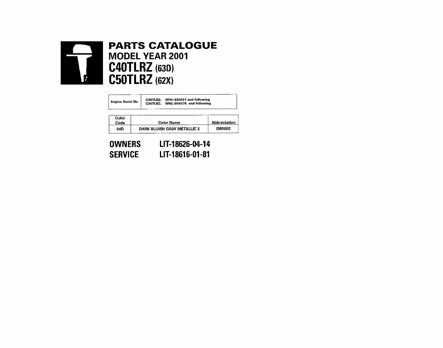 Yamaha 2001 C40TLRZ, C50TLRZ Parts Catalogue preview img 1