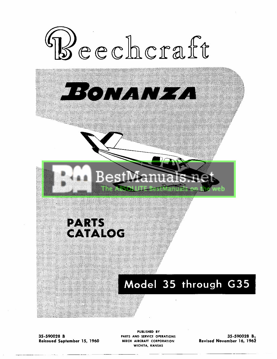 Beechcraft Bonanza 35 thru G35 IPC Parts Catalog Manual - preview img 1