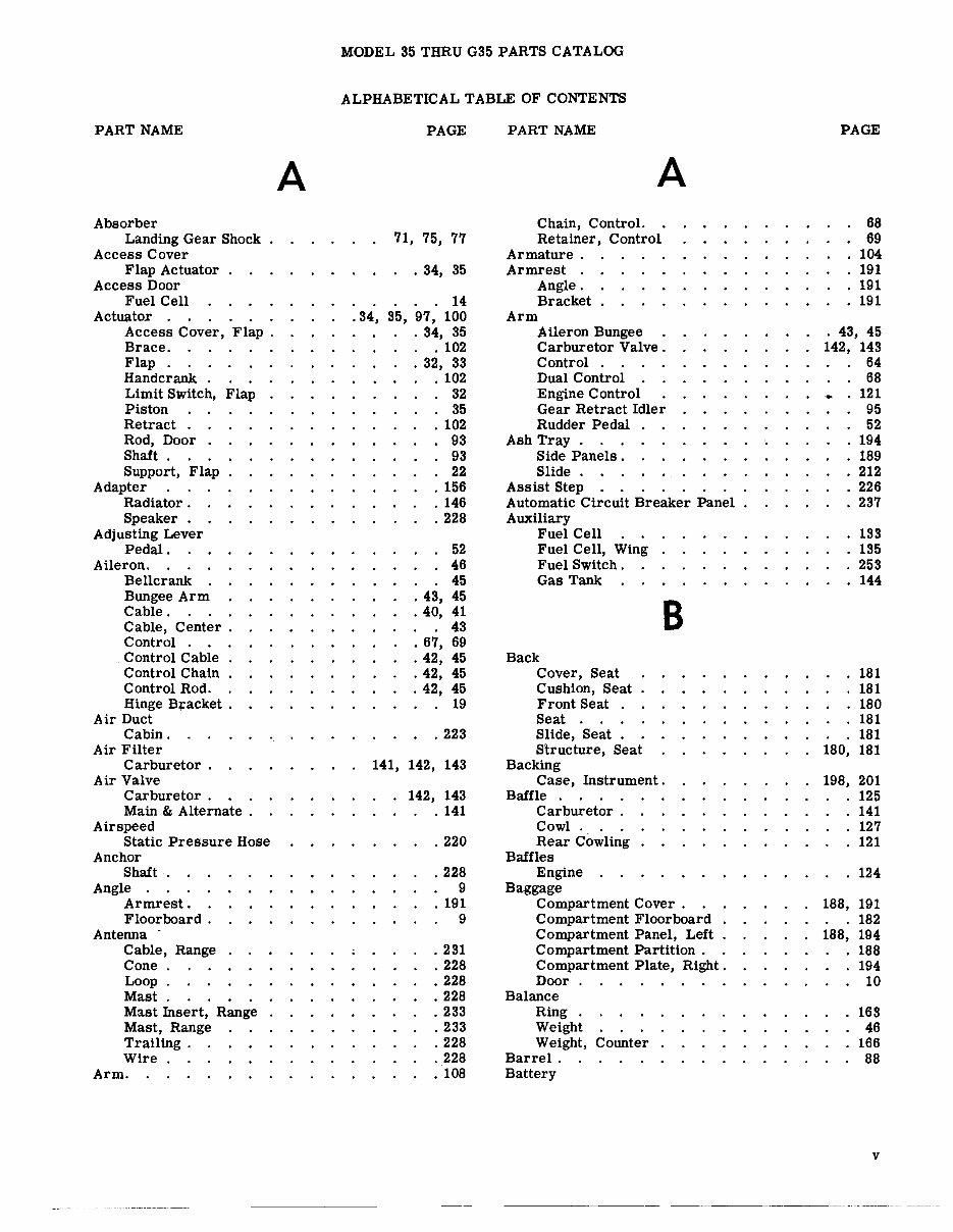 Beechcraft Bonanza 35 thru G35 IPC Parts Catalog Manual - preview img 8