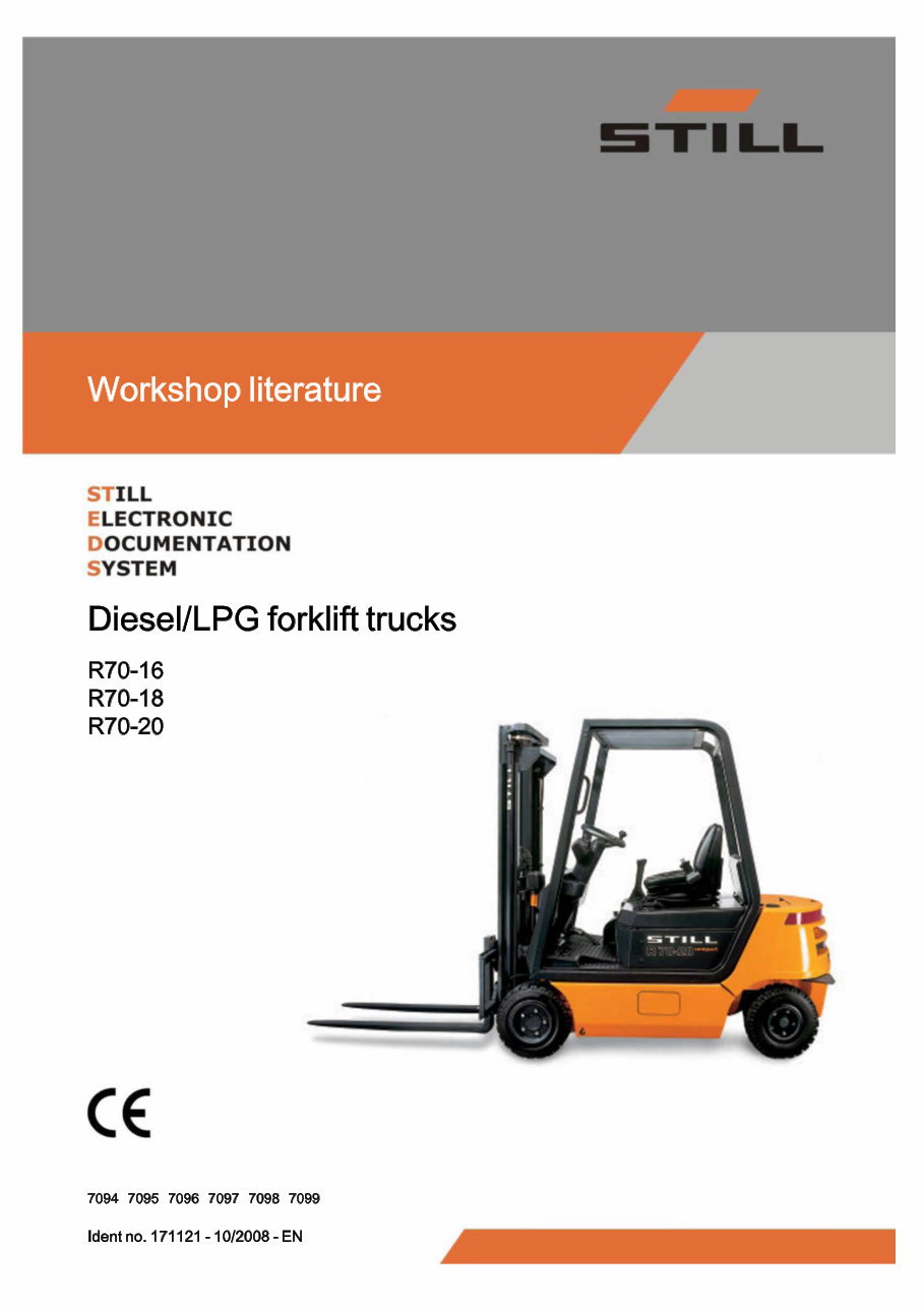 Still IC-Engined Fork Truck R70-16, R70-18, R70-20 Series: R7094, R7095, R7096, R7097, R7098, R7099 Workshop Manual preview img 1
