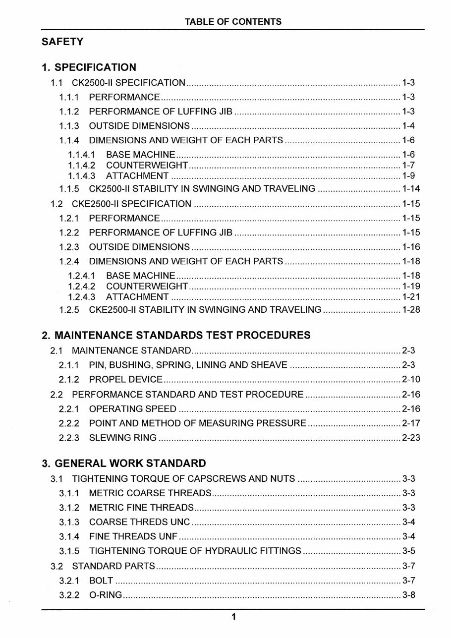 Kobelco CK2500-II CKE2500-II Crawler Crane Service & Repair Manual preview img 3