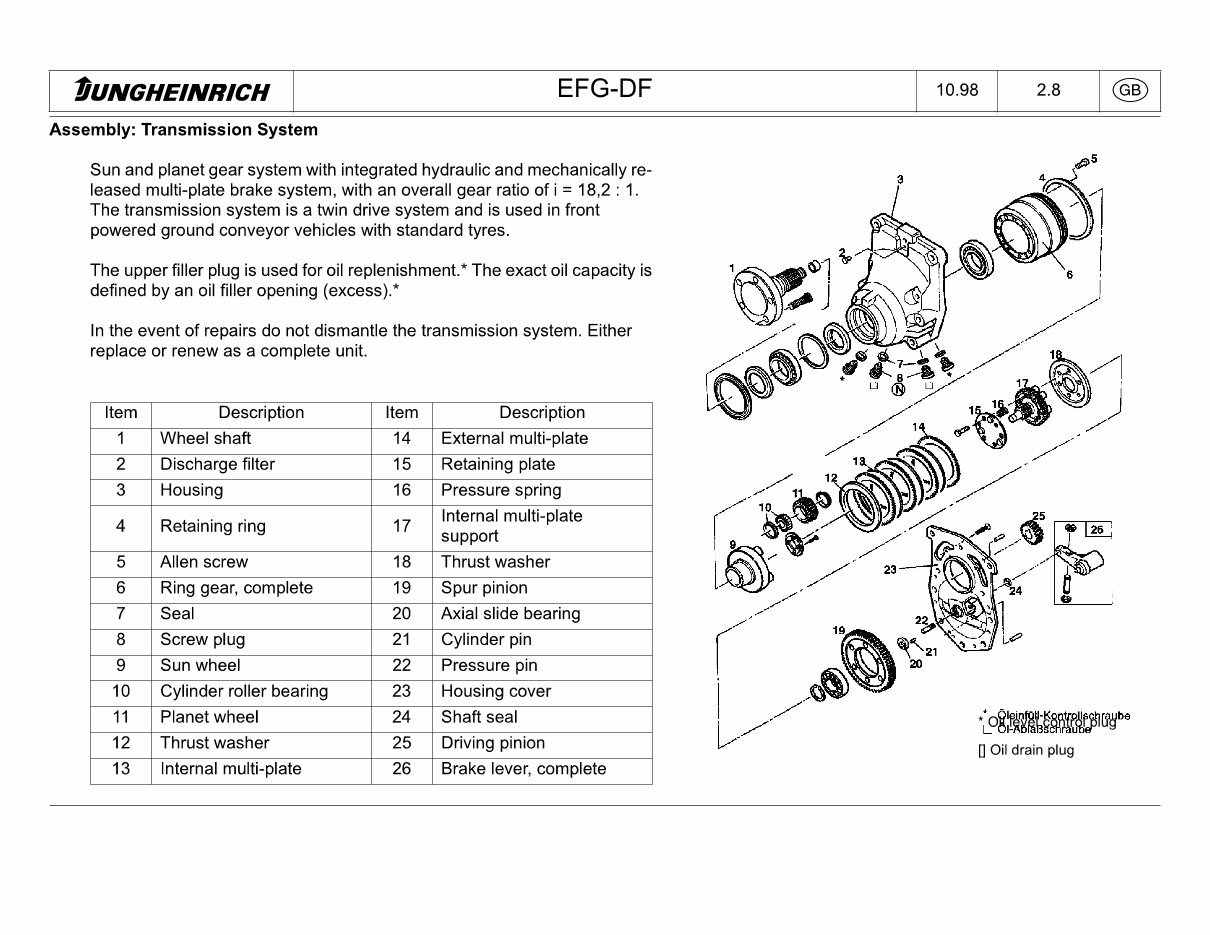 Jungheinrich Electric Lift Truck EFG DFac 13, EFG DFac 15, EFG DFac 16, EFG DFac 18, EFG DFac 20 Workshop Service Manual preview img 8