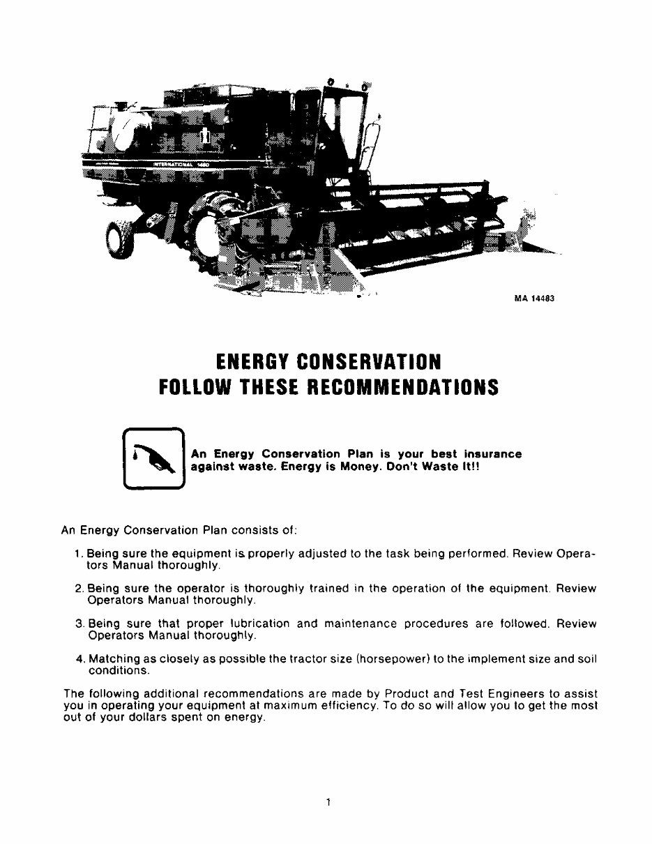 CASE IH 1440 1460 1480 Combine Operators Manual preview img 4