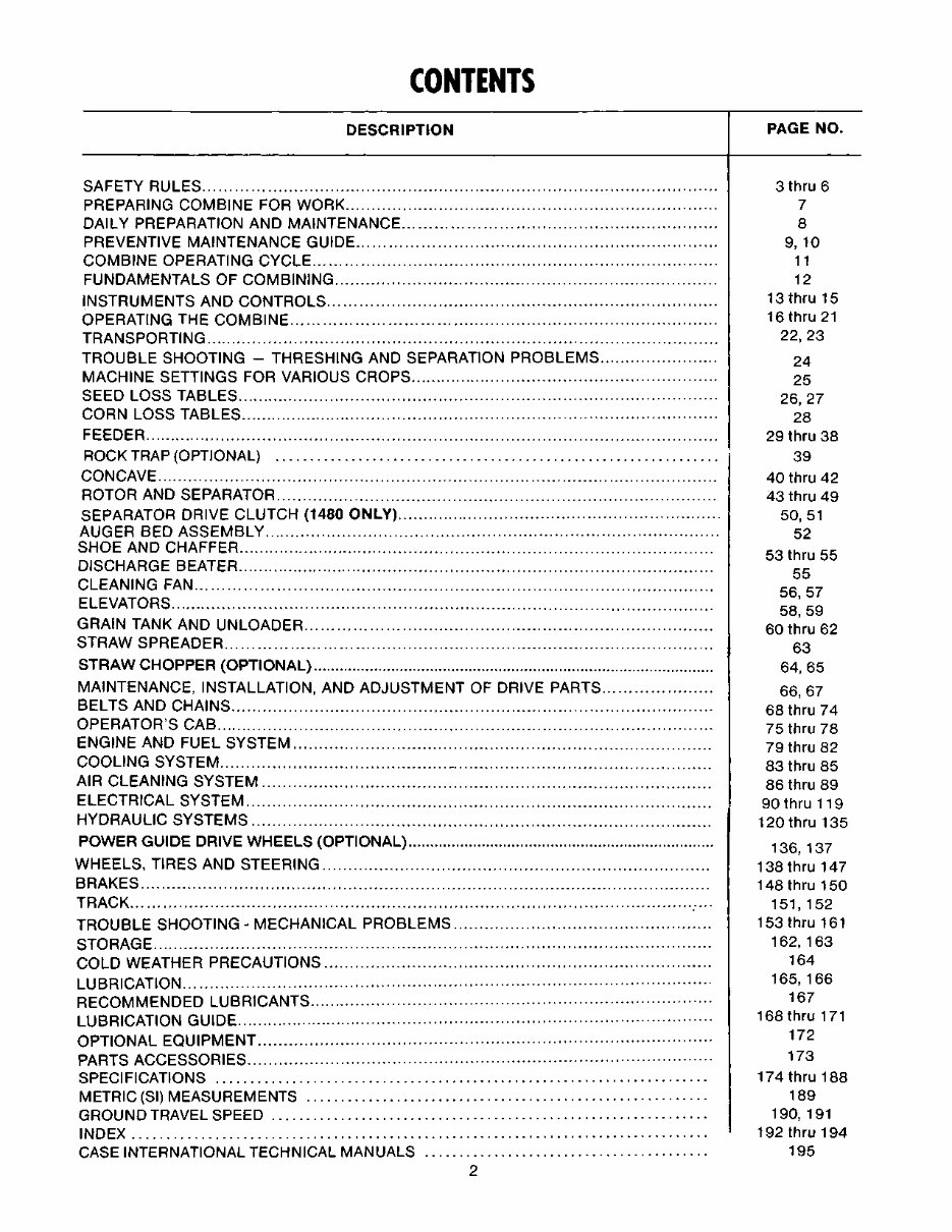 CASE IH 1440 1460 1480 Combine Operators Manual preview img 5
