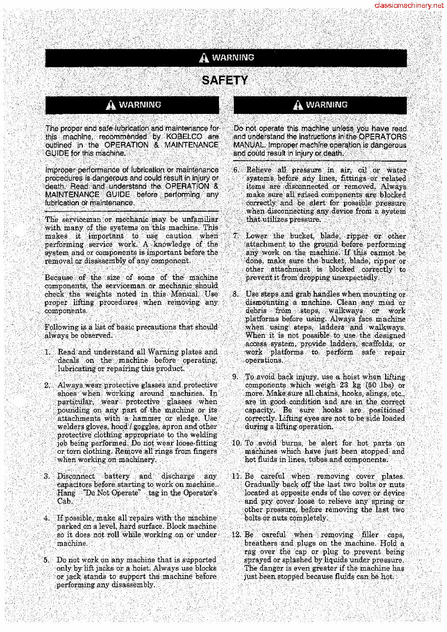 KOBELCO SK200 Crawler Excavator Shop Workshop Service Manual preview img 3