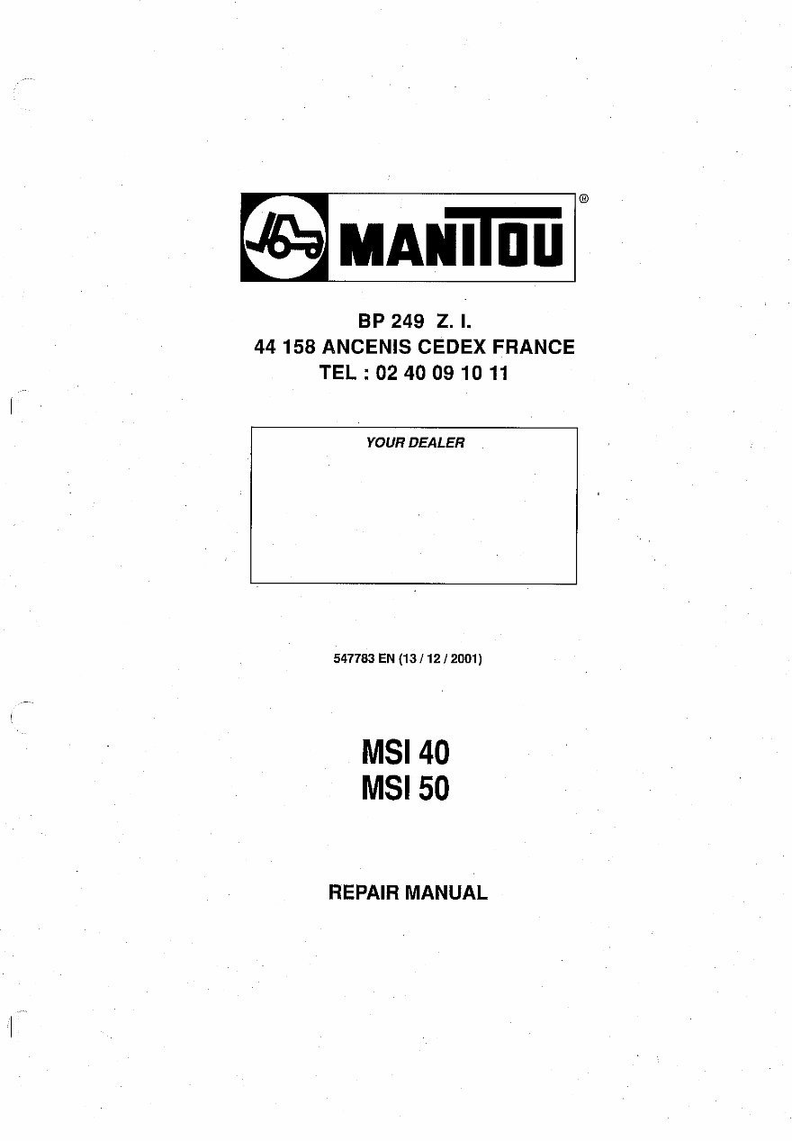 Manitou MSI40 MSI50 Forklift Workshop Repair Service Manual preview img 3
