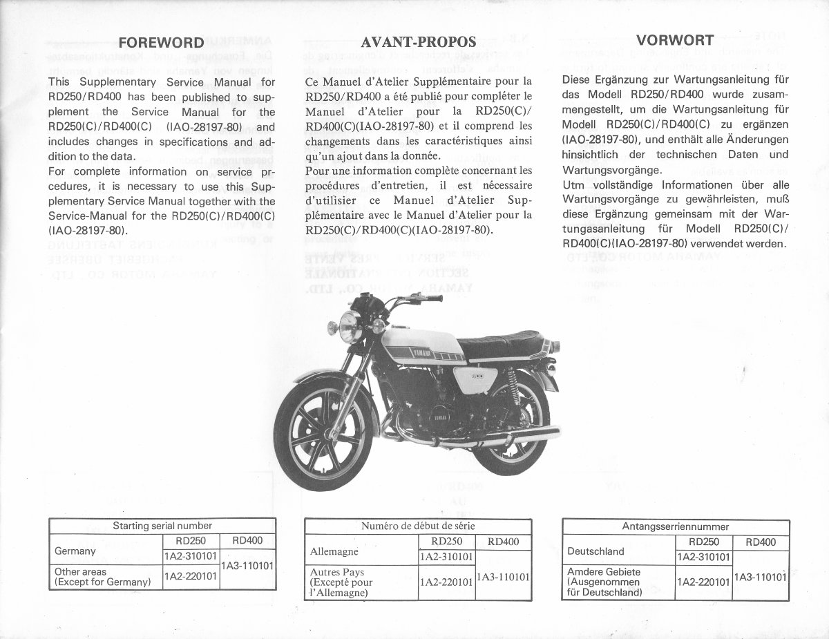 1976-1979 Yamaha RD250 RD400 Service & Repair Manual preview img 2