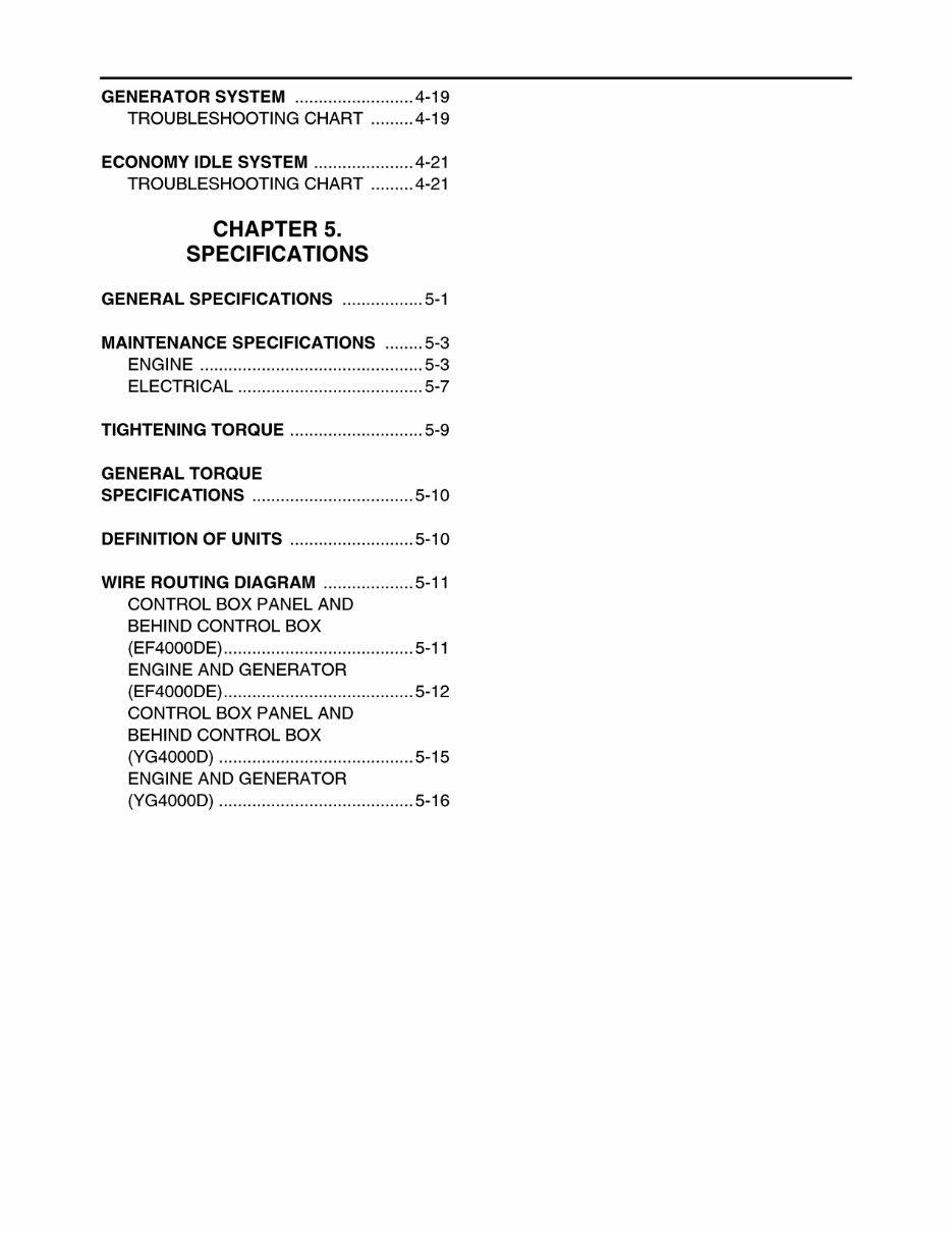 Yamaha Power Generator EF4000 EF4000E, EF4600 EF4600D EF4600E, EF5500, EF5500E, EF6600 EF6600E EF6600DE Workshop Service Repair preview img 7