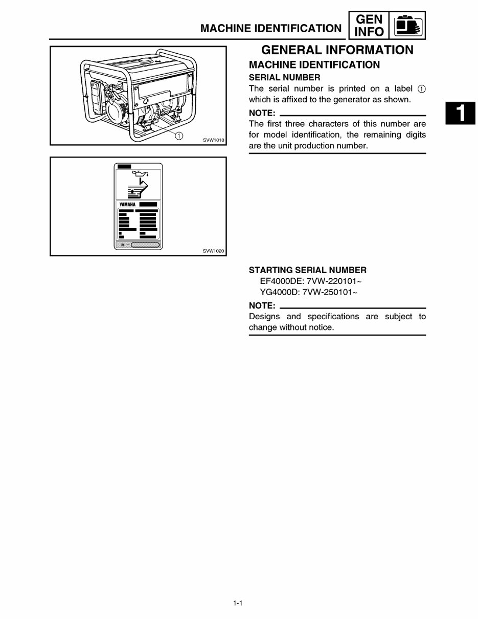 Yamaha Power Generator EF4000 EF4000E, EF4600 EF4600D EF4600E, EF5500, EF5500E, EF6600 EF6600E EF6600DE Workshop Service Repair preview img 8
