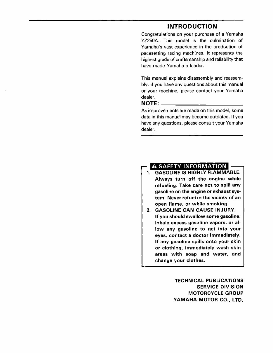  Now Yamaha YZ250 YZ 250 1990 90 2-STROKE Service Repair Workshop Manual preview img 3