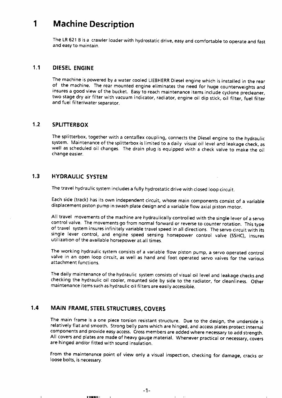 Liebherr LR621- B Crawler Loader Operation & Maintenance Manual ( From Serial Number: 1069,1006) preview img 9