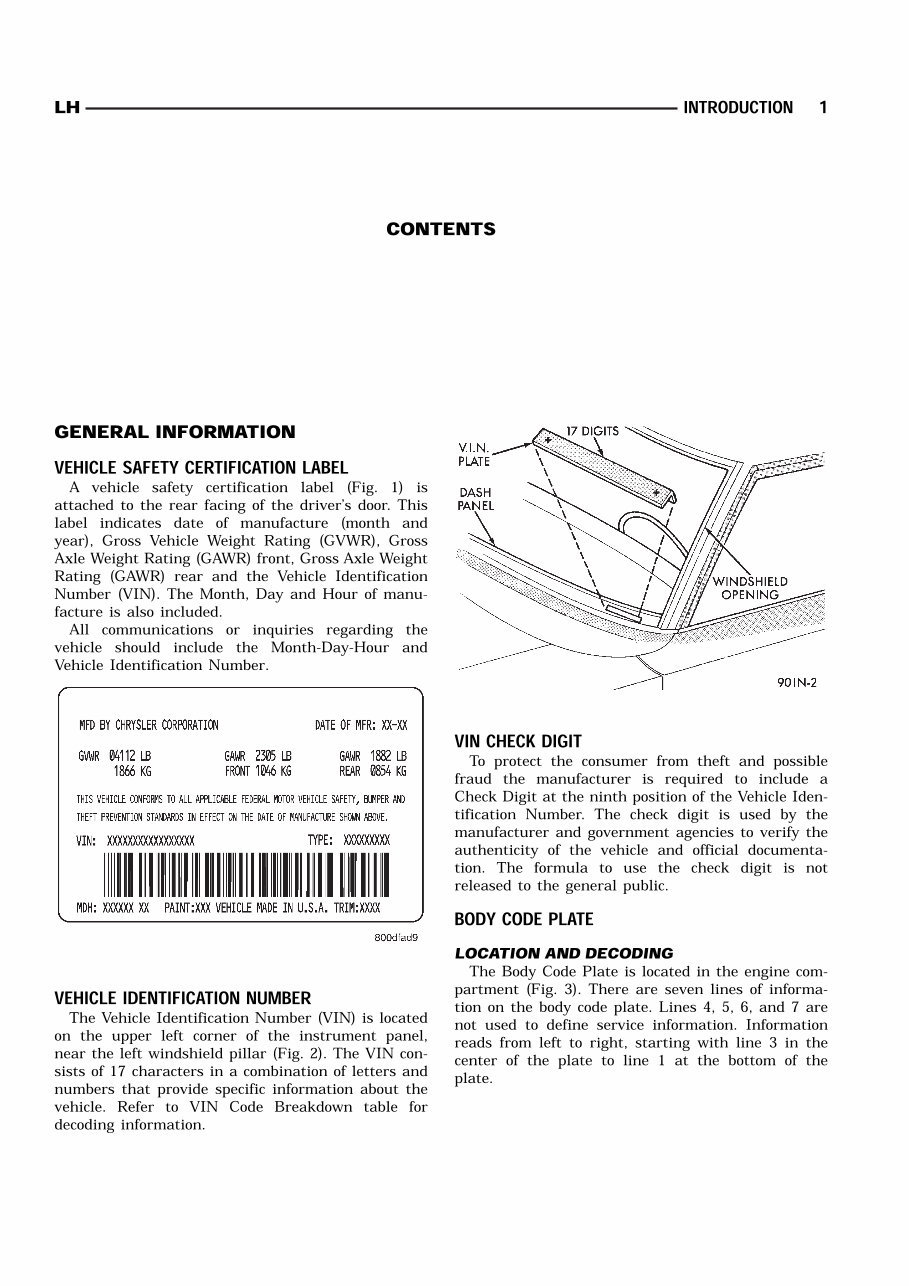 1996 CHRYSLER CONCORDE Service and Repair Manual preview img 1