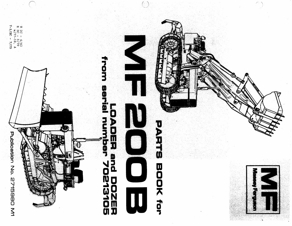 Massey Ferguson MF200B Tractor Loader Dozer Parts Manual preview img 1