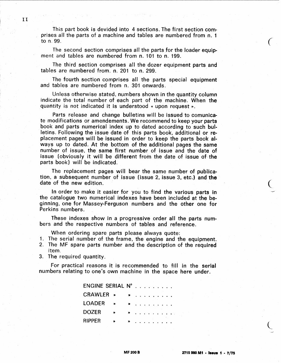 Massey Ferguson MF200B Tractor Loader Dozer Parts Manual preview img 3