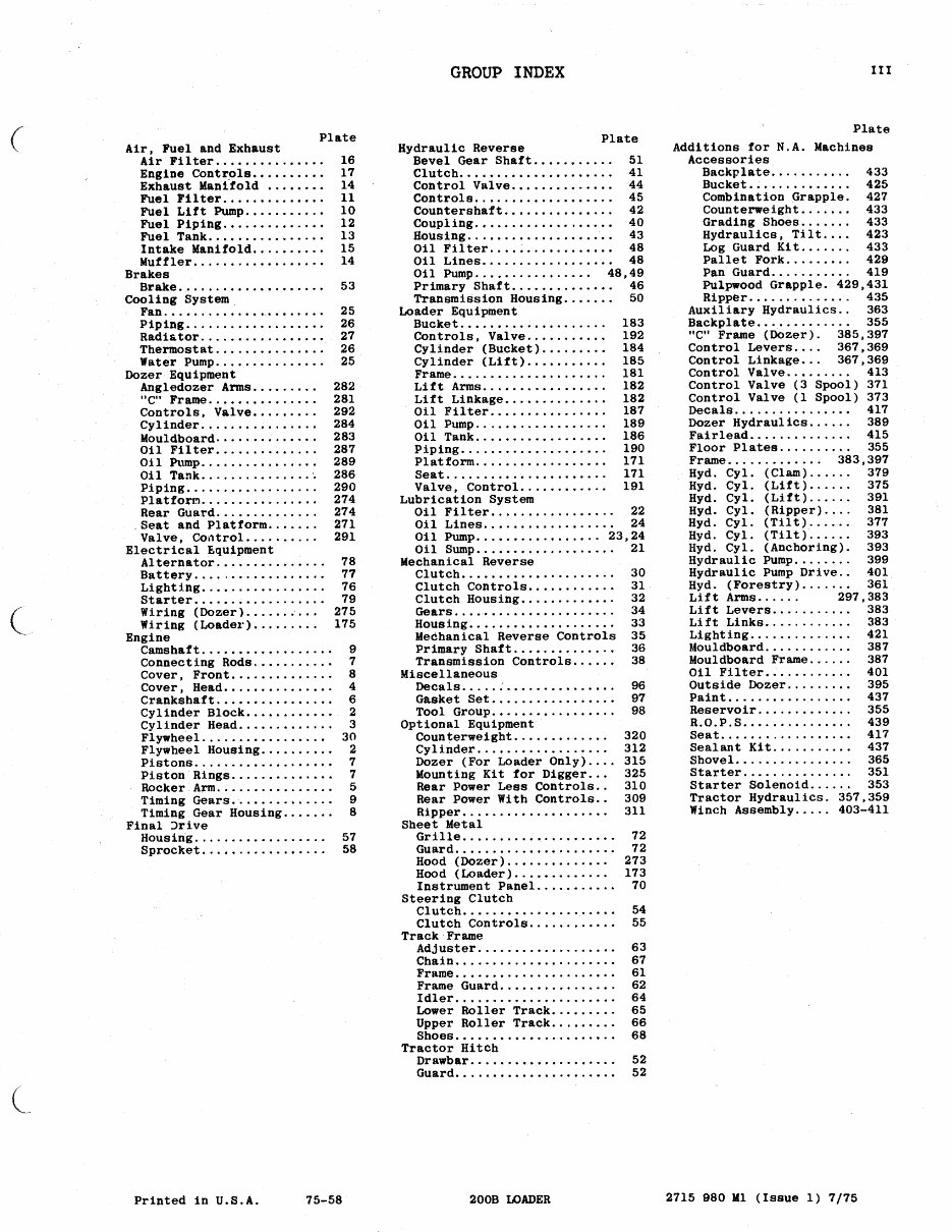 Massey Ferguson MF200B Tractor Loader Dozer Parts Manual preview img 4