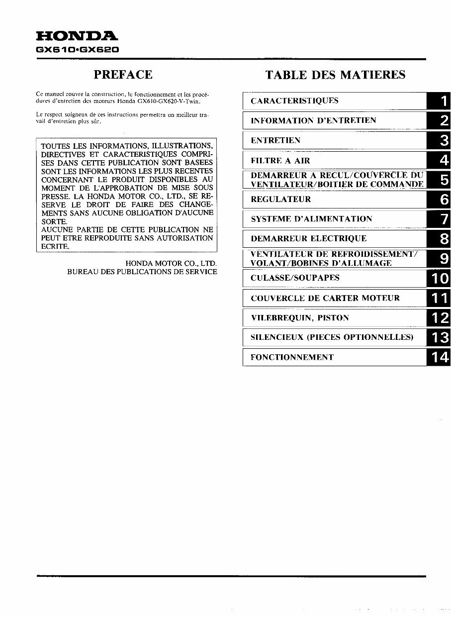 HONDA GX610 GX620 GX670 Repair, Parts and Owners Manual preview img 3