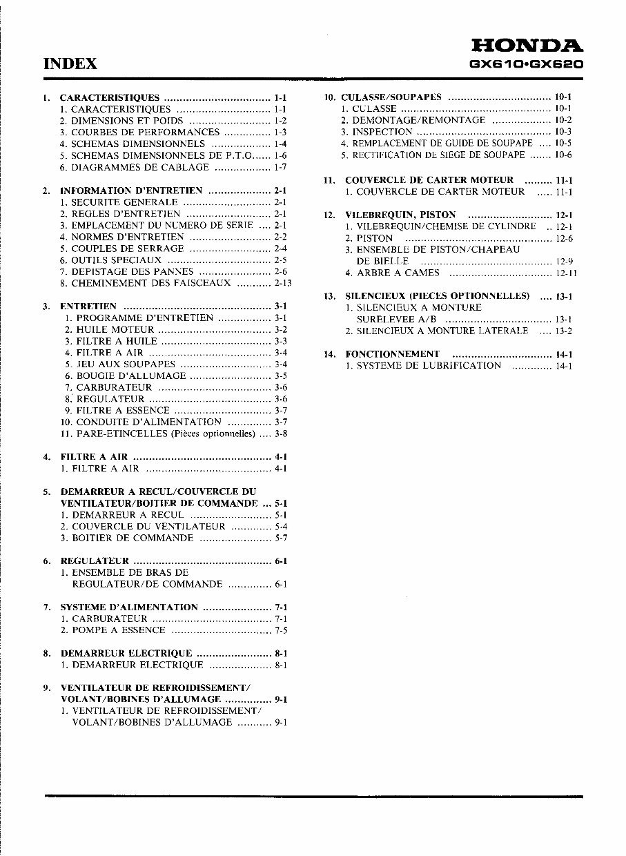 HONDA GX610 GX620 GX670 Repair, Parts and Owners Manual preview img 4