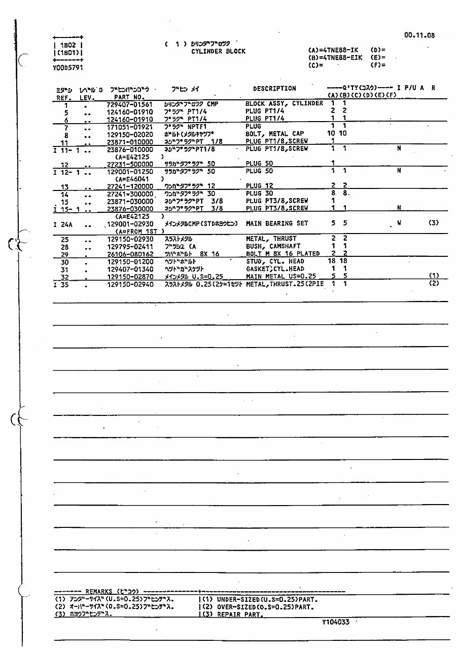 Yanmar 4TNE88 engine parts list preview img 9