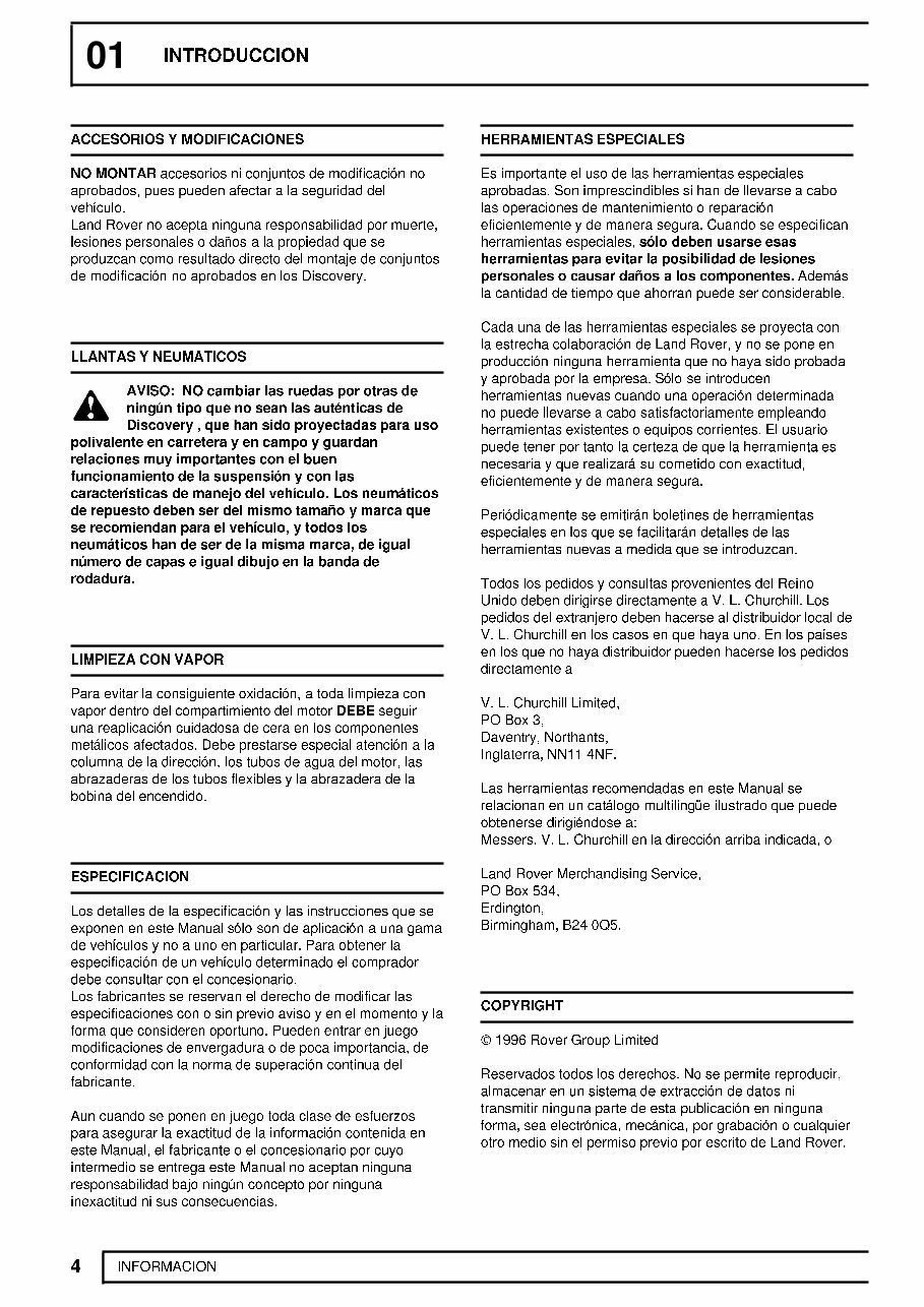 1995-1998 Land Rover Discovery I Workshop Repair Service Manual in SPANISH preview img 9