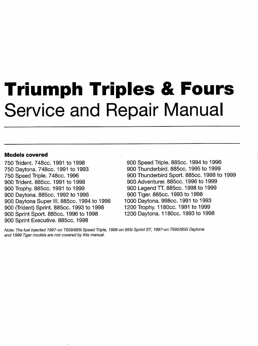 TRIUMPH DAYTONA 900 885CC Service Repair Manual 1992-1996 preview img 2