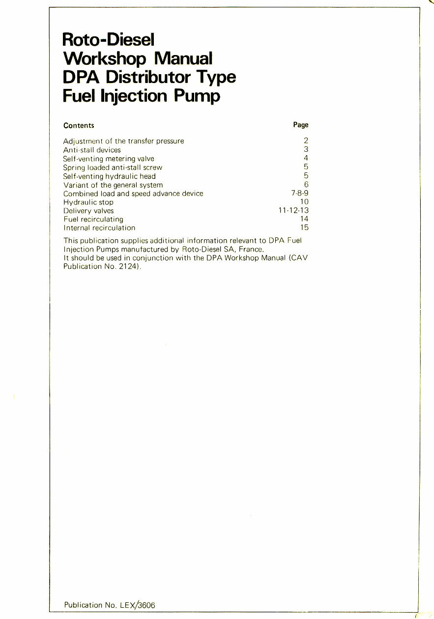 Cav DPA workshop manual Tanem plunger Hydraulic Fuel Pump preview img 2