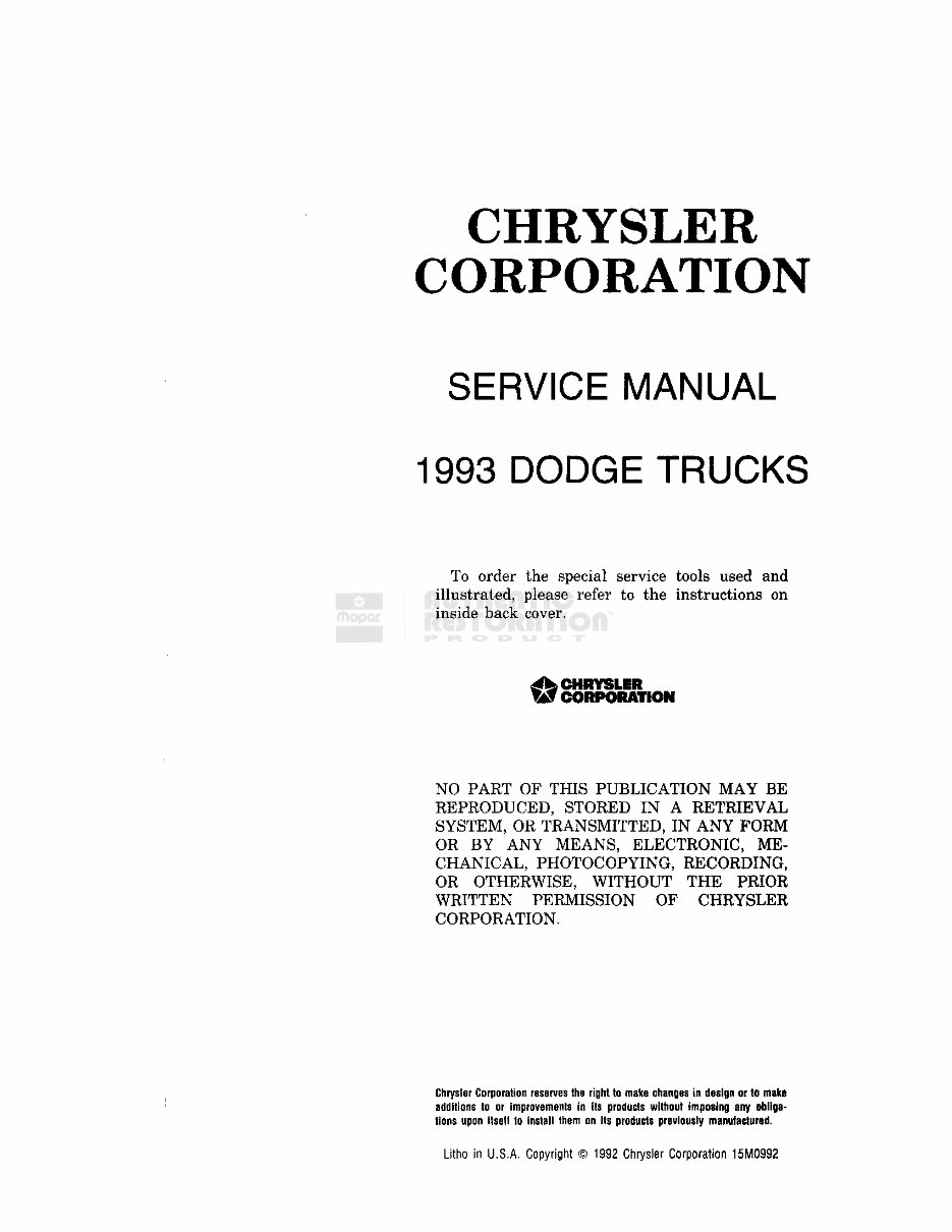 1993 DODGE Trucks Service Repair Manual preview img 2