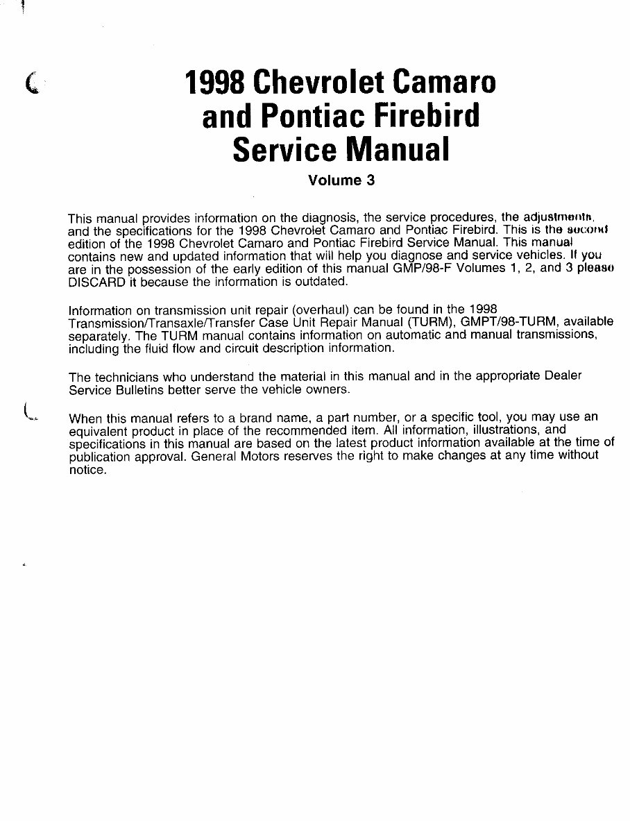 1997-2002 Chevrolet Camaro Service & Repair Manual preview img 2