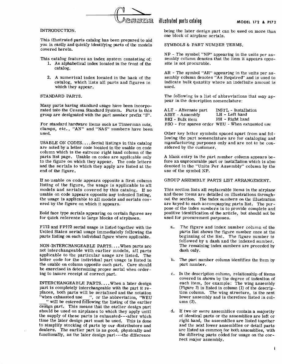 Cessna 172D 172E 172F 172G 172H 172I - 172 SKYHAWK Service & Parts Manuals - preview img 5