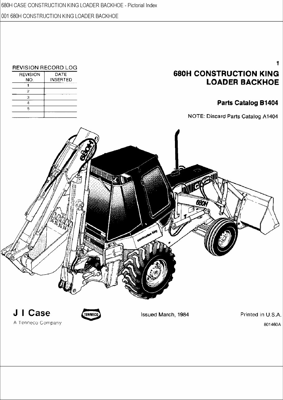 CASE 680H CK BACKHOE Loader Parts Catalog Manual preview img 1