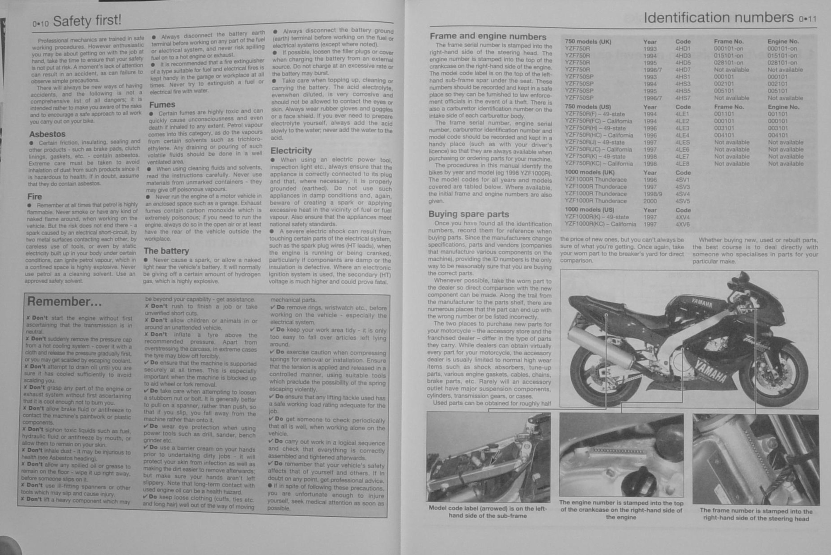 1993-2000 Yamaha YZF 750 R SP YZF 1000 R Service & Repair Manual preview img 7