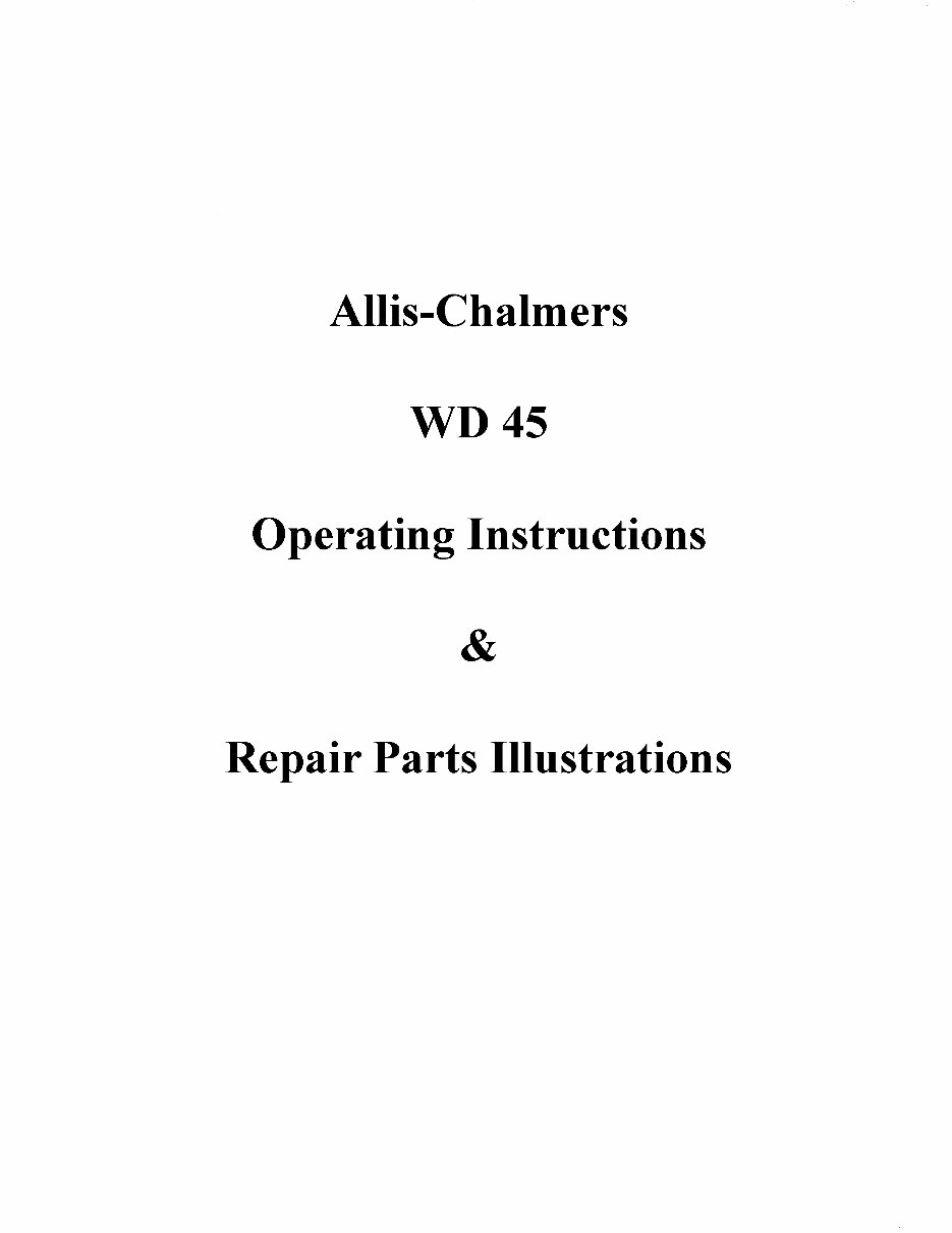 Allis Chalmers WD & WD-45 Tractor Service, Parts & Operators Manual -3- Manuals - preview img 1