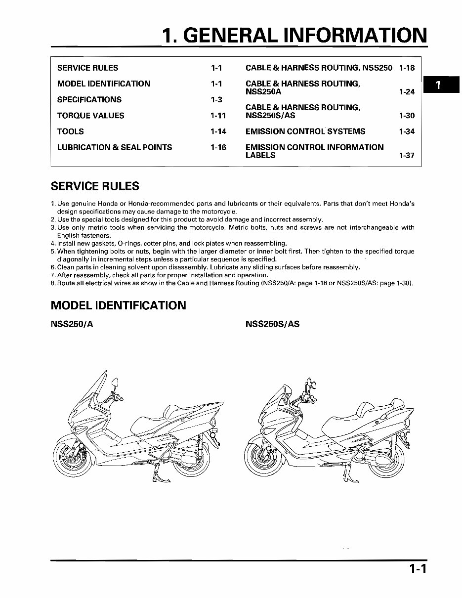 2001-2007 Honda Forza 250 NSS250 Reflex Service & Repair Manual preview img 5