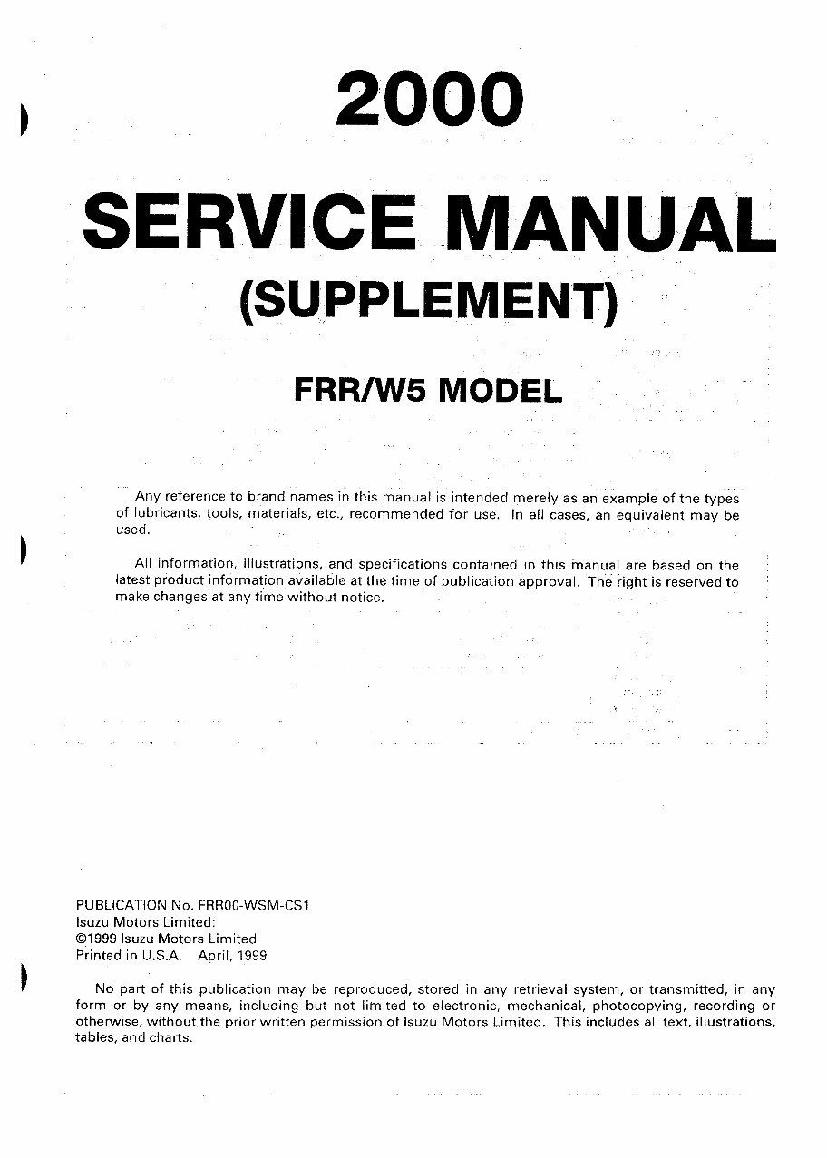 2000-2001 ISUZU FRR WT5500 (6HK1-TC Engine) Service Manual preview img 4