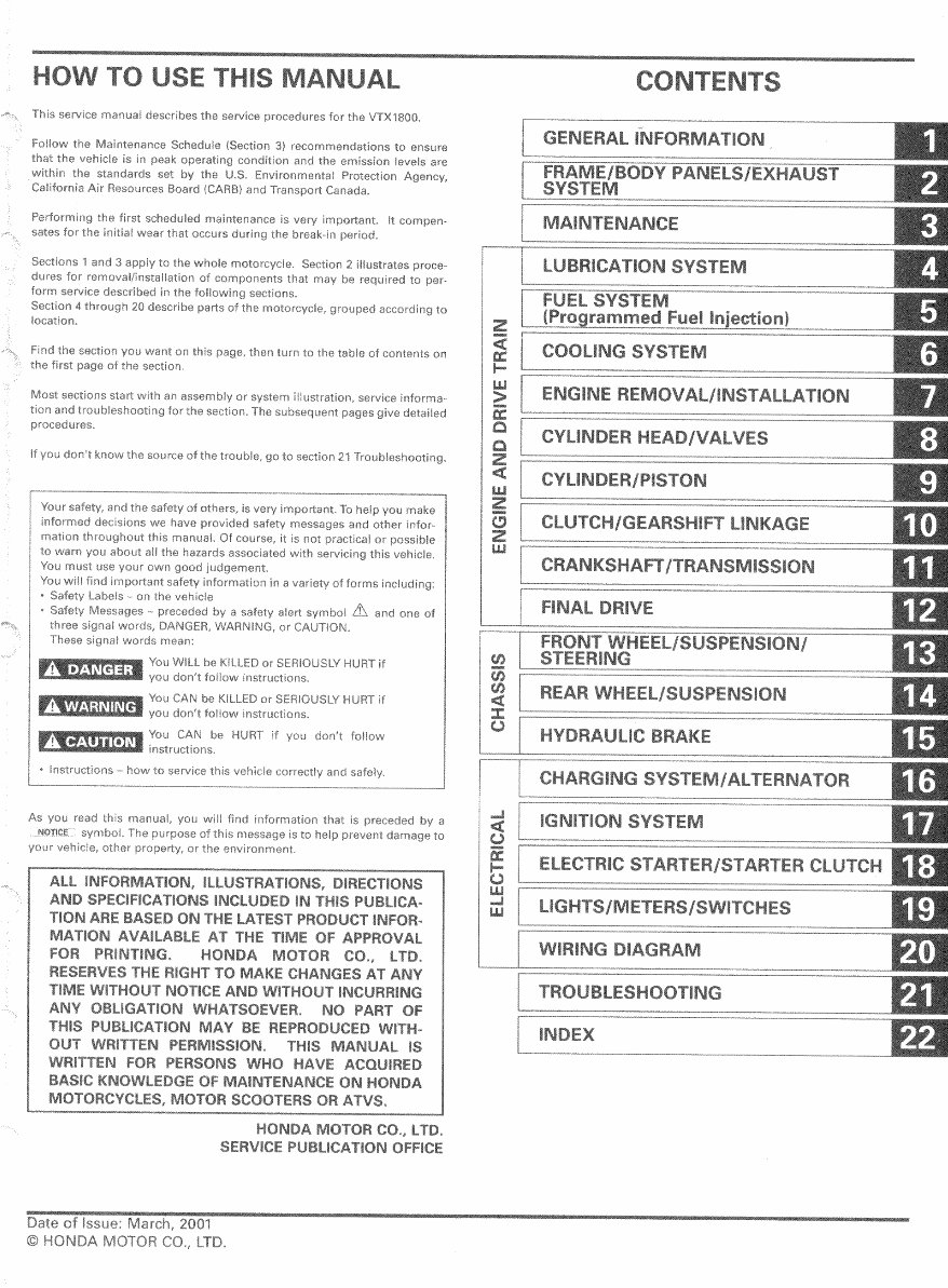 Honda VTX 1800 Service Manual preview img 1
