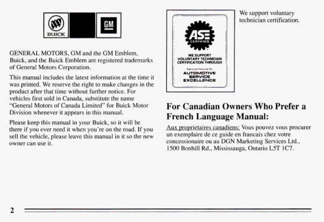 1994 BUICK LaSabre Owners Manual preview img 4