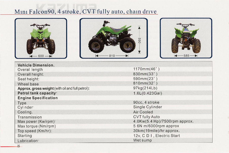KAZUMA MINI FALCON 90 ATV Owners Manual preview img 10