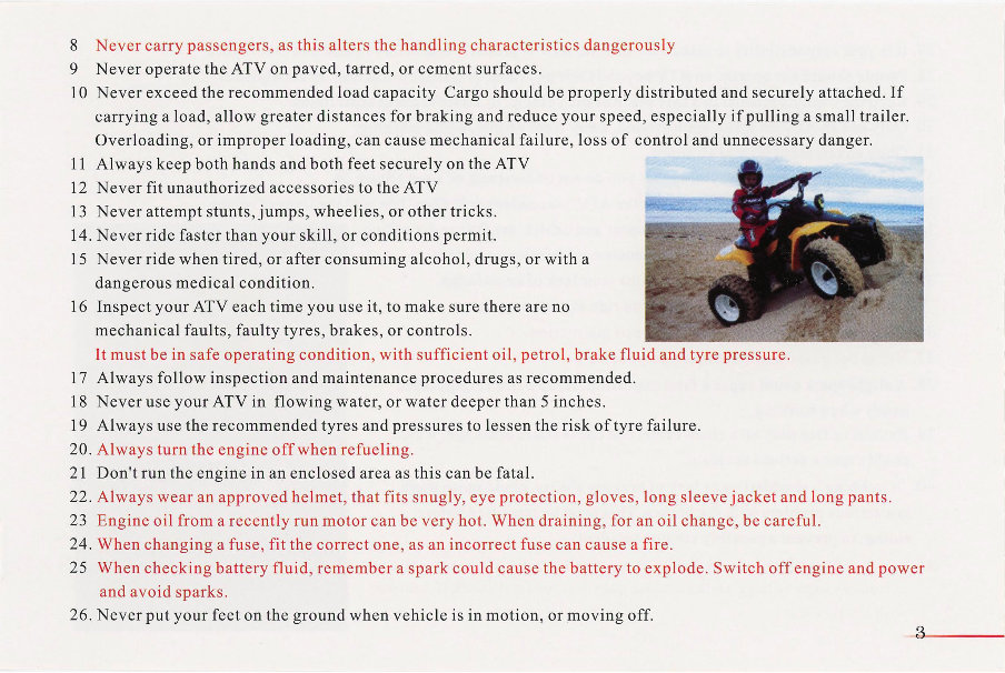 KAZUMA MINI FALCON 90 ATV Owners Manual preview img 5