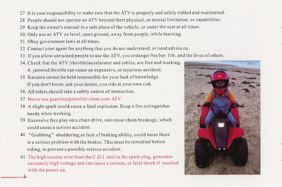 KAZUMA MINI FALCON 90 ATV Owners Manual preview img 6