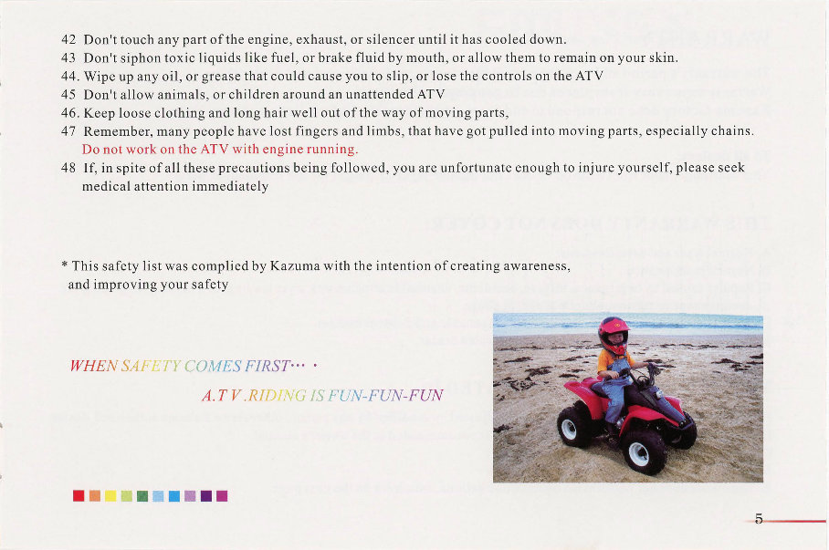 KAZUMA MINI FALCON 90 ATV Owners Manual preview img 7