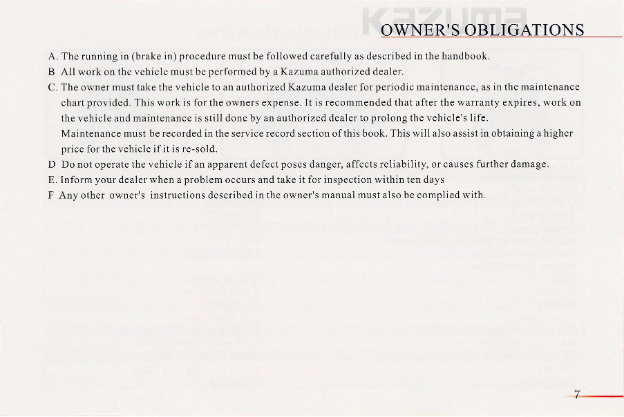 KAZUMA MINI FALCON 90 ATV Owners Manual preview img 9