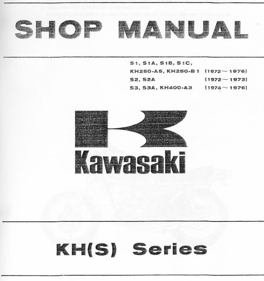1972-1976 KAWASAKI KH250 KH400 S1 S2 S3 Service Repair Workshop