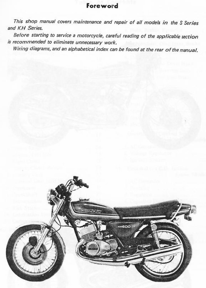 1972-1976 KAWASAKI KH250 KH400 S1 S2 S3 Service Repair Workshop