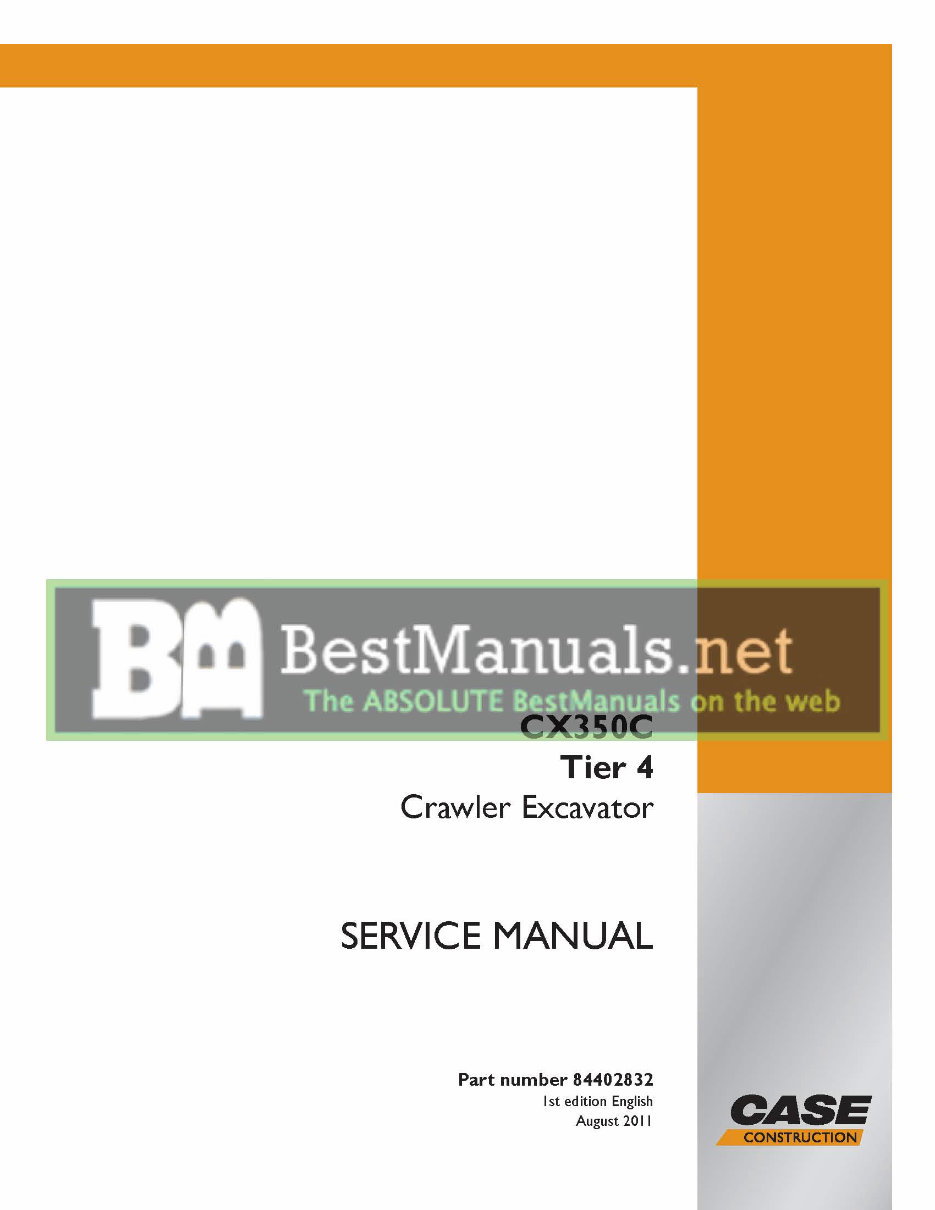 Case CX350C Tier 4 Crawler Excavator Service Manual preview img 1